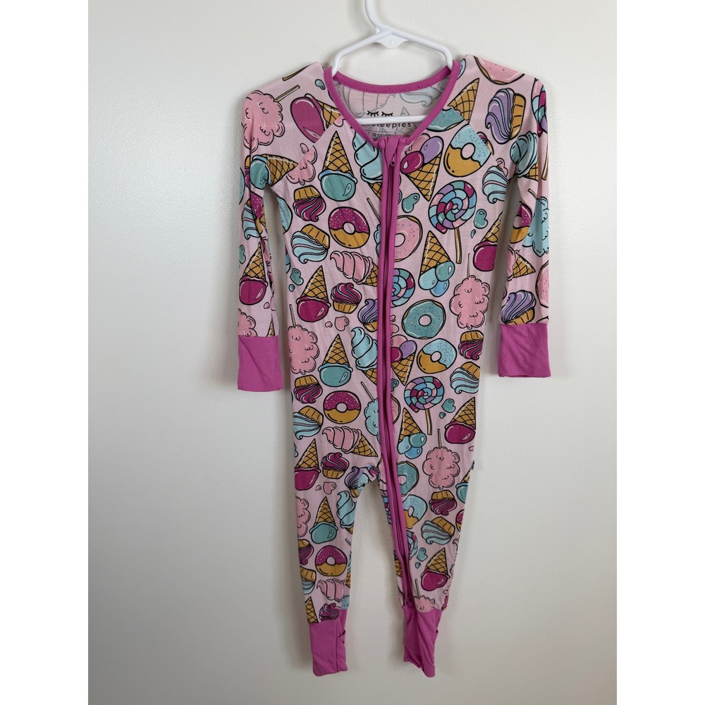 Little Sleepies Pink Sweet Treats Bamboo Zippy 12-18 Months